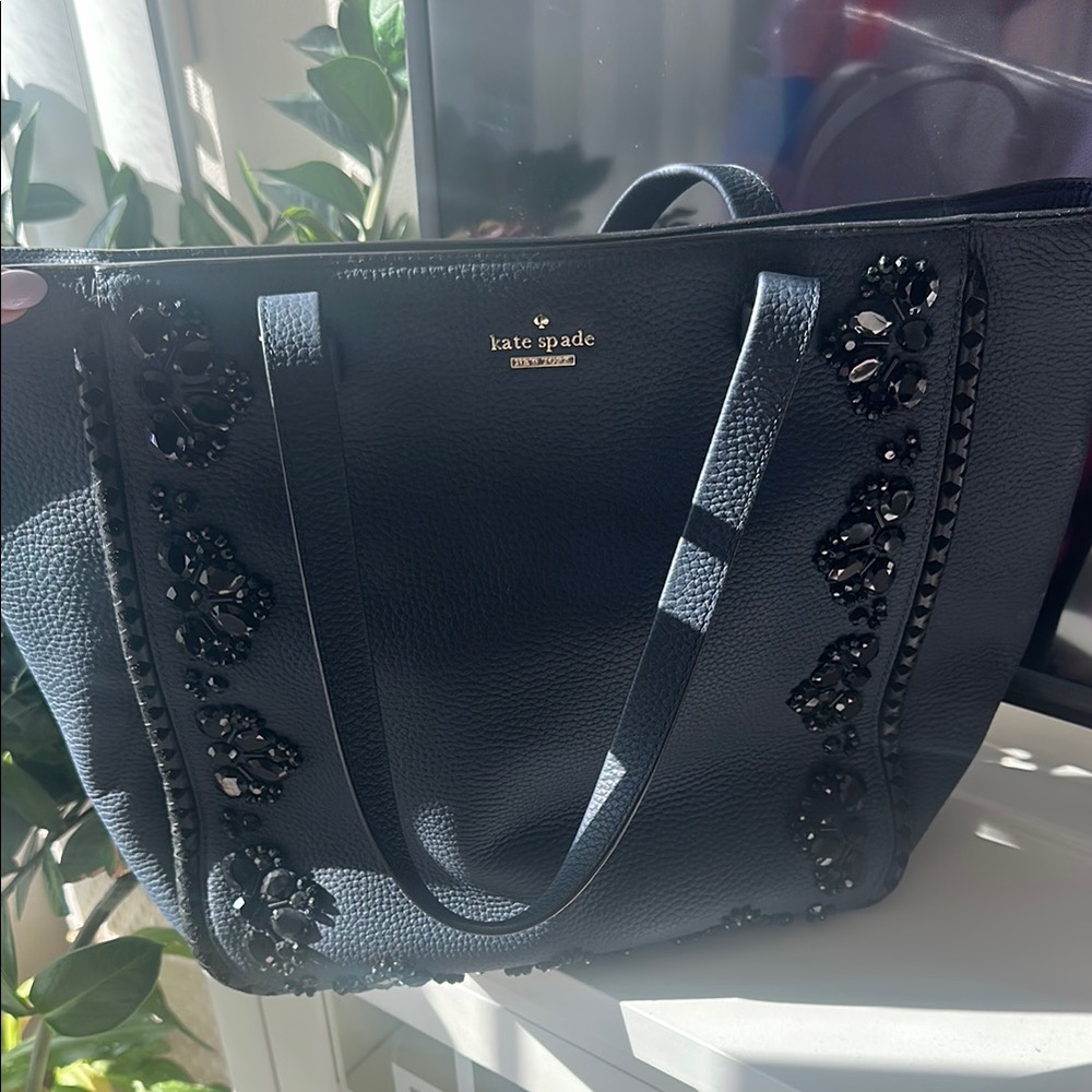 Kate Spade Navy and Black Embellished Tote Bag